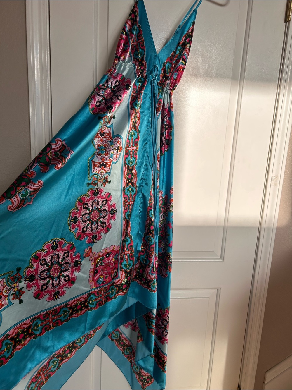 Blue and Pink Spaghetti Strap Maxi Sundress - Picture 13 of 16